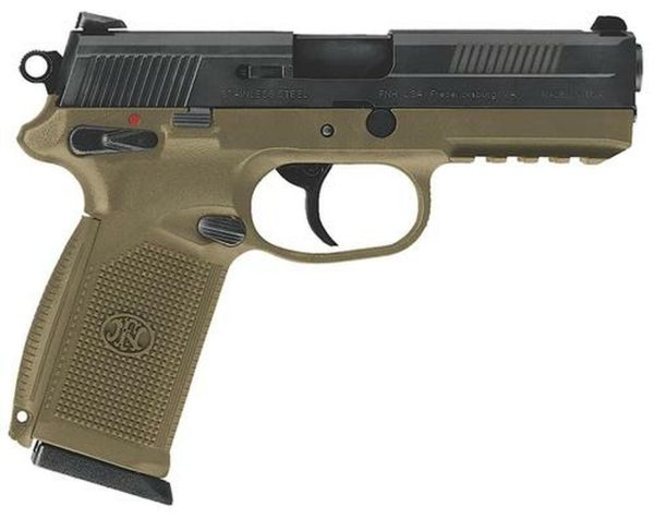 FN FNX-45 DA/SA 45 ACP 4" Barrel, Fxd 3 Dot 3 Mags Flat Dark Earth Poly Grip Black Slide, 10rd