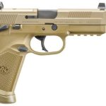 FN America, FNX-45 Tactical, DA/SA, Semi-automatic, Full Size Pistol, 45 ACP, 5.3" Threaded Barrel, Polymer Frame, Flat Dark Earth, Suppressor Height Night Sights, 10Rd, 2 Magazines, Fired Case, Manual Safety, Optics Ready