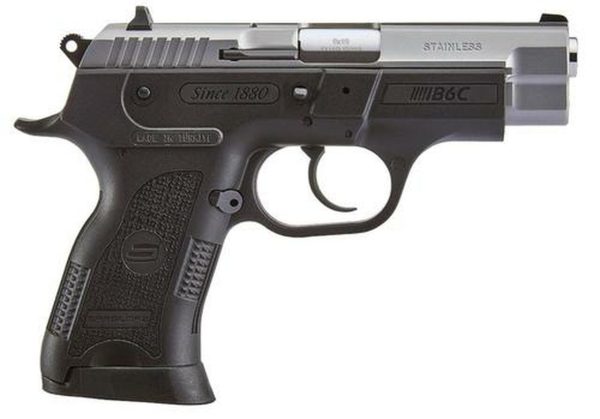 SAR USA B6C Compact 9mm, 3.8", 13rd, 3-Dot Sights, Stainless Steel Slide, Black Polymer Frame