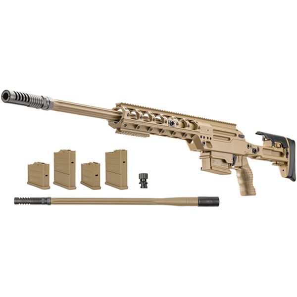 FN Ballista Dual Caliber Kit 338 Lapua-308 Win, 338 Laupa- 26" Heavy Fluted Barrel, 308 Win- 24" Barrel, Flat Dark Earth, Folding Stock, 5rd and 8rd