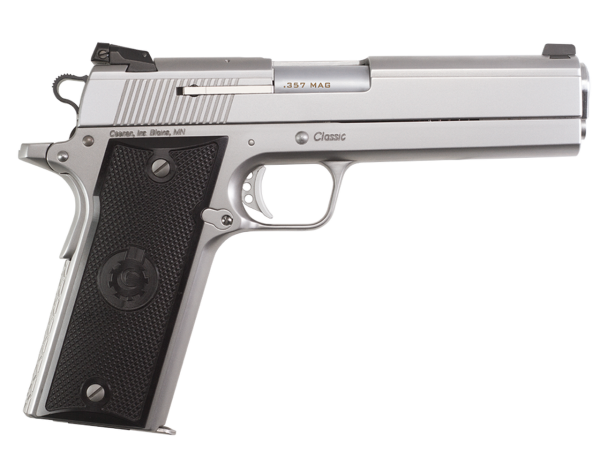 Coonan Classic 357 Mag, 5", Satin Stainless, Adj. White Dot Sights, Black Alum Grips, 2 Mags (Special Order)