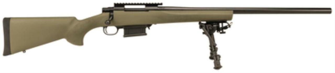 Howa Hogue Rifle Package 6.5 Creedmoor 24" Heavy Barrel Blue Finish Hogue Overmold Stock Green Finish With Mag Kit Base Bipod 5rd