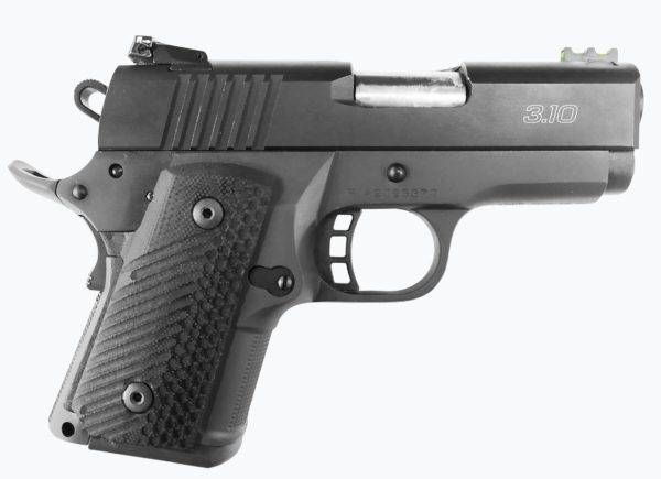 Rock Island Ultra Warrior 1911, Compact, 45ACP, 3.1" Barrel, Alloy Frame, Black, G10 Grips, Fiber Optic Front Sight, Adjustable Rear Sight, 10Rd Mag