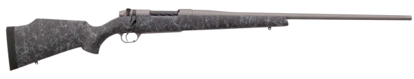 Weatherby Mark V Weathermark 338-378 Weatherby Mag, 26" Barrel, Tac Gray Cerakote, Black Gray Webbing, Fixed Monte Carlo Stock, 2rd