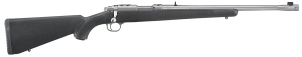 Ruger 77 44 Magnum, 18.5" Threaded Barrel, 11/16X24 Threads, Stainless Finish, Adjustable Rear Sight, Bead Front Sight, 4rd