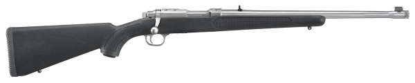 Ruger 77 357 Magnum, 18.5" Threaded Barrel, 1/2X28 Threads, Stainless Finish, Adjustable Rear Sight, Bead Front Sight, 5rd