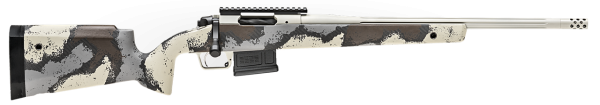 Springfield Model 2020 Waypoint 308 Win, 20" Fluted Stainless Barrel, SA Radial Brake, Tan, Desert Verde Cerakote, Ridgeline Camo Carbon Fiber Stock M-LOK, TriggerTech Adj Trigger, AICS 5rd Mag