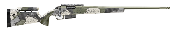 Springfield Model 2020 Waypoint 6.5 PRC, 24" Fluted Stainless Barrel, SA Radial Brake, Green, Mil-Spec Green Cerakote, Evergreen Camo Adj Carbon Fiber Stock M-LOK, TriggerTech Adj Trigger, AICS 3rd Mag