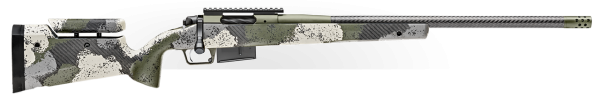 Springfield Model 2020 Waypoint 6.5 PRC, 24" Carbon Fiber Barrel, SA Radial Brake, Green, Mil-Spec Green Cerakote, Evergreen Camo Adj Carbon Fiber Stock M-LOK, TriggerTech Adj Trigger, AICS 3rd Mag