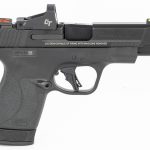 Smith & Wesson, Shield Plus, Performance Center, Includes Crimson Trace Red Dot, Striker Fired, Micro Compact, 9mm, 4" Barrel, Optics Ready, Polymer Frame, No Thumb Safety, Fiber Optic Sights, Flat Face Trigger, 2 Mags, 1-10Rd 1-13Rd, Black