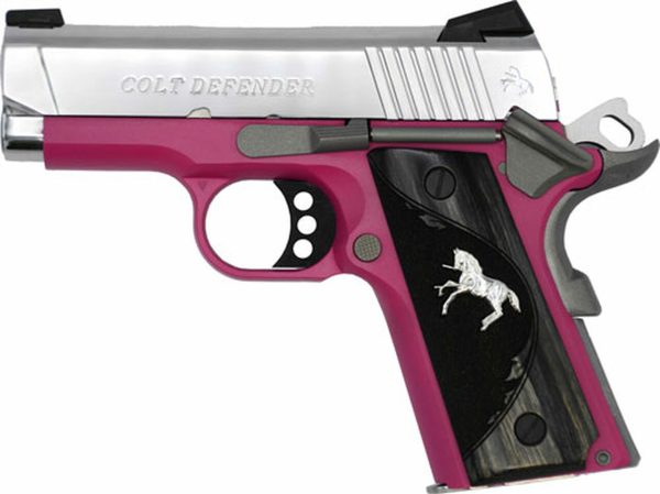Colt Defender 1911, 9mm, 3" Barrel, TALO Exclusive Raspberry Frame/Polished SS Slide 8rd Mag