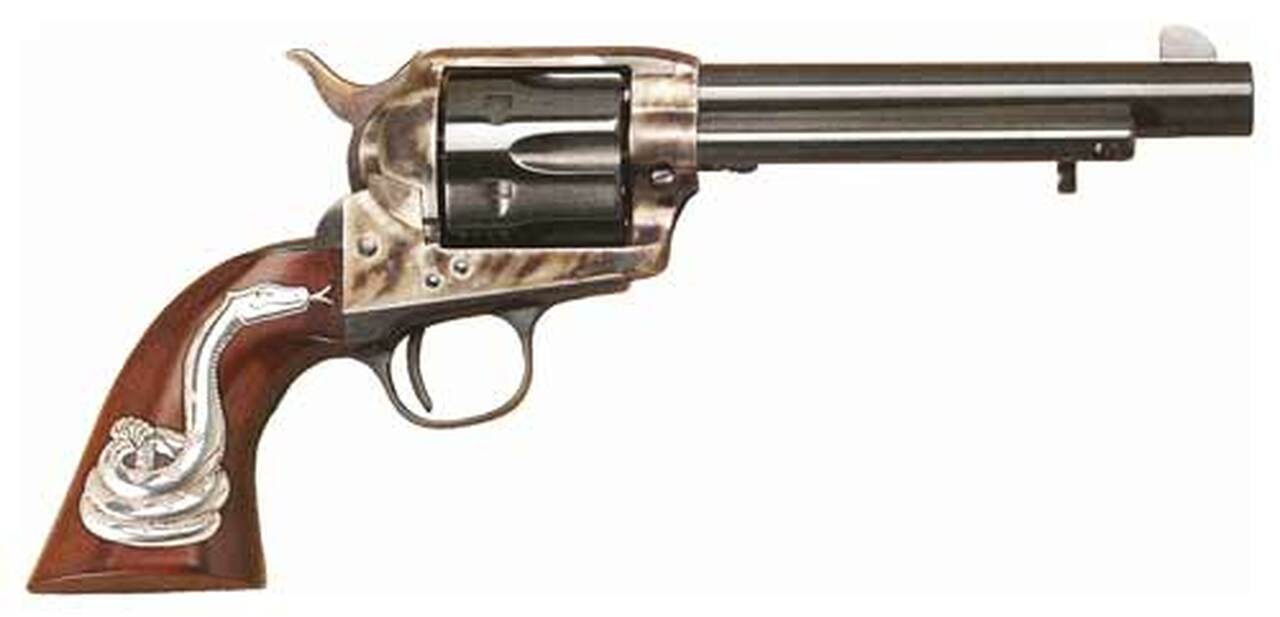 Cimarron Man With No Name SAA .45 Colt 5.5" Barrel Rattlesnake Inlaid Grip Blue Finish