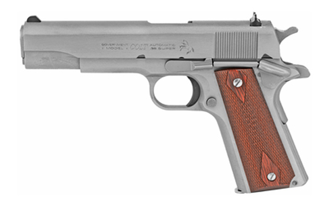 Colt 1911 Government .38 Super, 5" Barrel, Steel Frame, Stainless, 9rd Mag
