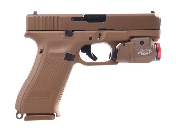 Glock, 19X, Striker Fired, Compact, 9mm, 4.02" Marksman Barrel, Polymer Frame, Coyote Finish, 3 Magazines, 2-19Rd & 1-17Rd, Lanyard Loop, Ambidextrous Slide Stop Lever, No Finger Grooves, Includes Streamlight TLR-7, 500 Lumen Light