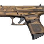 Glock 43 USA 9mm, 3.39" Barrel, Fixed Sights, Battleworn Bronze Distressed Flag, 6rd