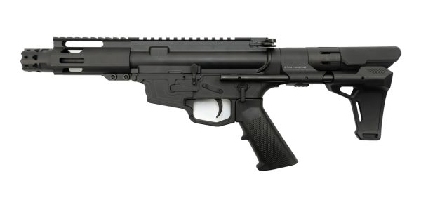 MCM DS9-S 9mm Rear Charging Pistol, 5" Barrel, MP5 Mag, Strike Industries PWD Brace, Black Cerakote