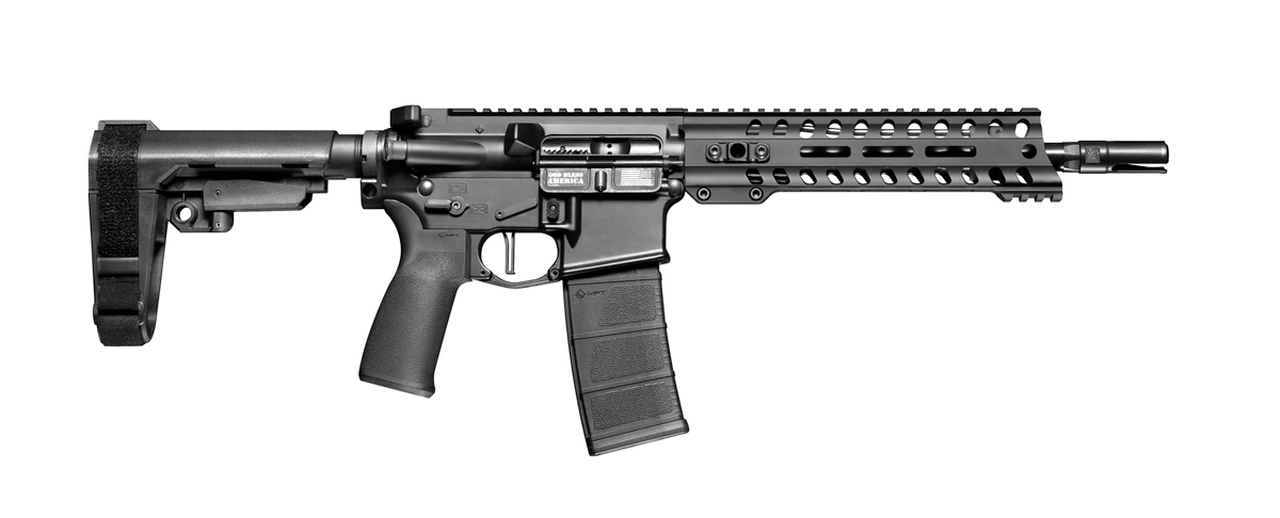 Patriot Ordnance Factory Minuteman 556NATO, 10.5" Barrel, 9" Renegade Rail, Carbine Length Low Pro DI Gas Block, Aluminum Frame, Anodized Black, 30 Rounds
