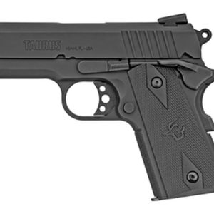 Taurus, PT1911, Officer, 3.5" Barrel, Steel Frame, Blue Finish, Rubber Grips, Heinie Sights, with Rail, 8Rd, 2 Magazines