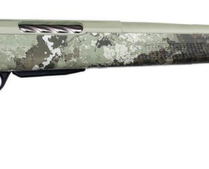 Tikka T3x Lite, Bolt Action Rifle, 270 WIN, 22.4" Fluted Barrel, 1:10 Twist, Threaded 5/8x24, Veil Alpine Camo, Synthetic Stock, Cerakote Barrel and Action, Green Color, Right Hand, 3Rd, 1 Mag, Includes Matching Muzzle Brake