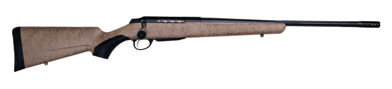 Tikka T3x Lite, Bolt Action Rifle, 270 WIN, 22.4" Fluted Barrel, 1:10 Twist, Threaded 5/8x24, Roughtech Sand Pattern, Synthetic Stock, Black Barrel and Action Color, Right Hand, 3Rd, 1 Mag, Includes Matching Muzzle Brake
