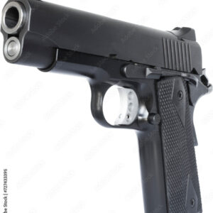 Big black semi auto pistol Stock Photo